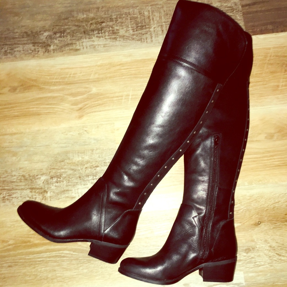 NWOT Vince Camuto Over-the-Knee Leather Boots Blk
